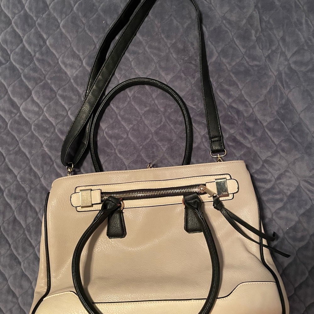 Aldo 2 tone cream and black handbag with shoulder strap.